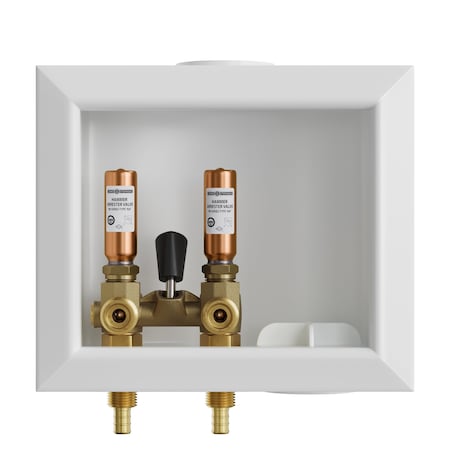 Jones Stephens Washing Machine Box, Right Outlet, Single Lever Valve, Water Hammer Arrestor, 1/2in PEX F1807 B05758